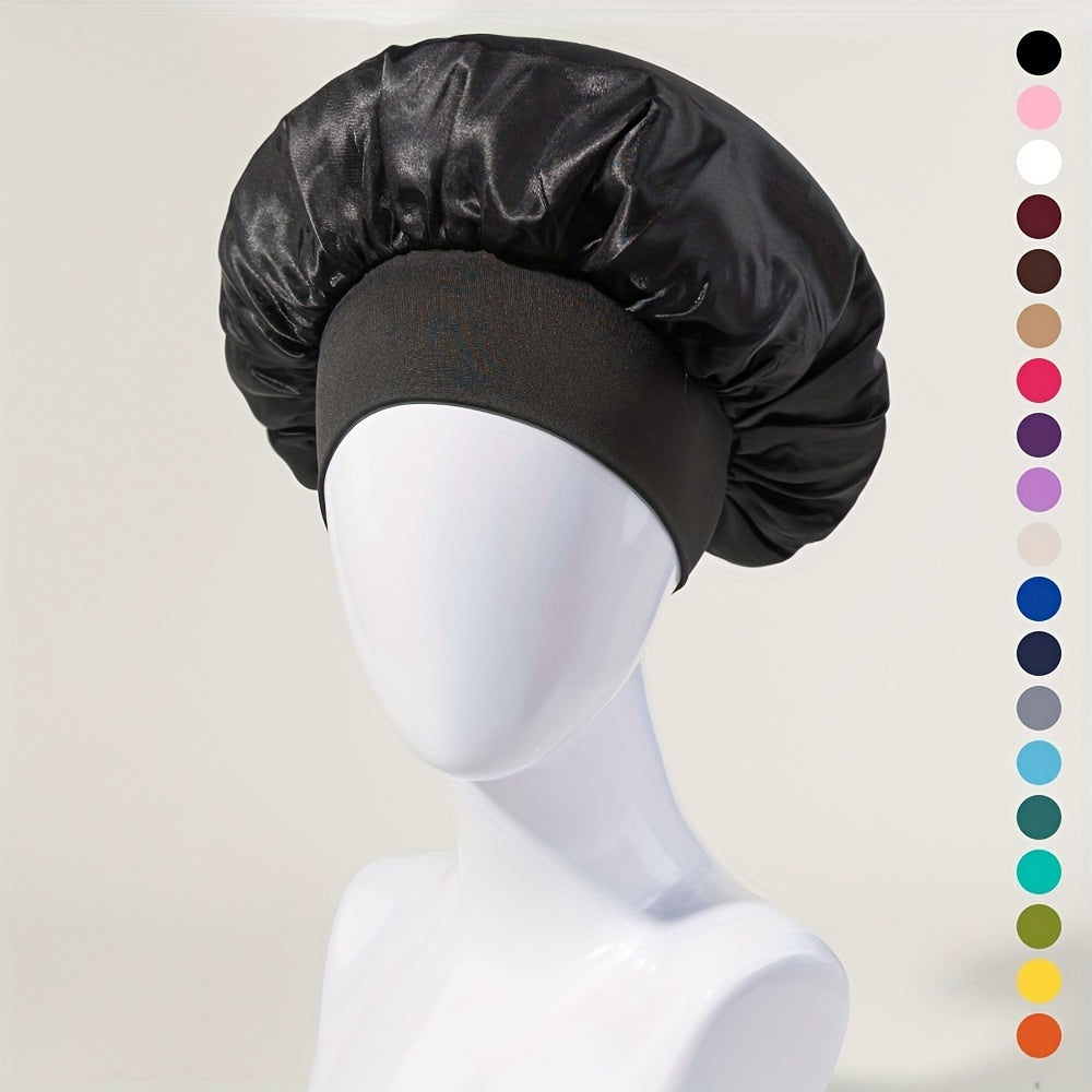 Women's Satin Sleeping Cap with Wide Elastic Band for Curly Hair