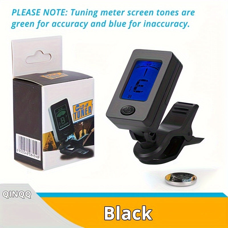 Clip-On Guitar Tuner with Easy-Read Display Accurate 3GHz Range ABS Material Green Indicator