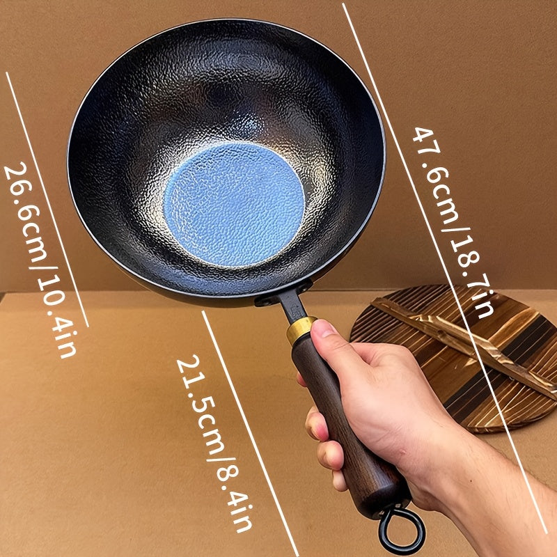 Cast Iron Wok 1 Piece Non-Stick Chinese Chef Pan for Induction Gas Stove
