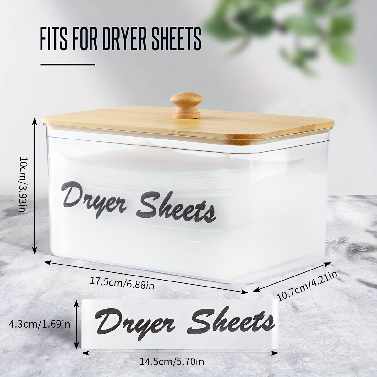 Porta hojas para secadora con tapa de bambú y dispensador para organización de lavandería