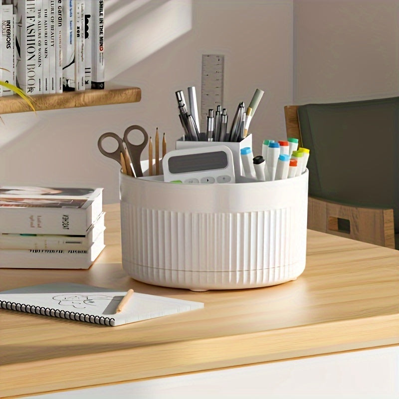 Rotating Makeup Organizer with Glossy ABS Plastic for Countertop Storage