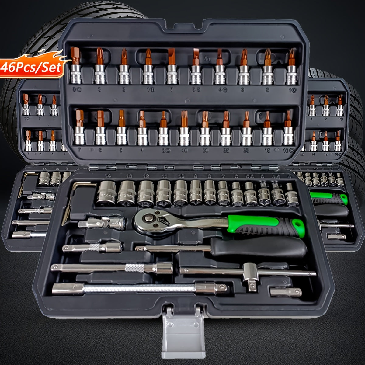 Juego de llaves dinamométricas de acero de 46 piezas para reparación de bicicletas y coches