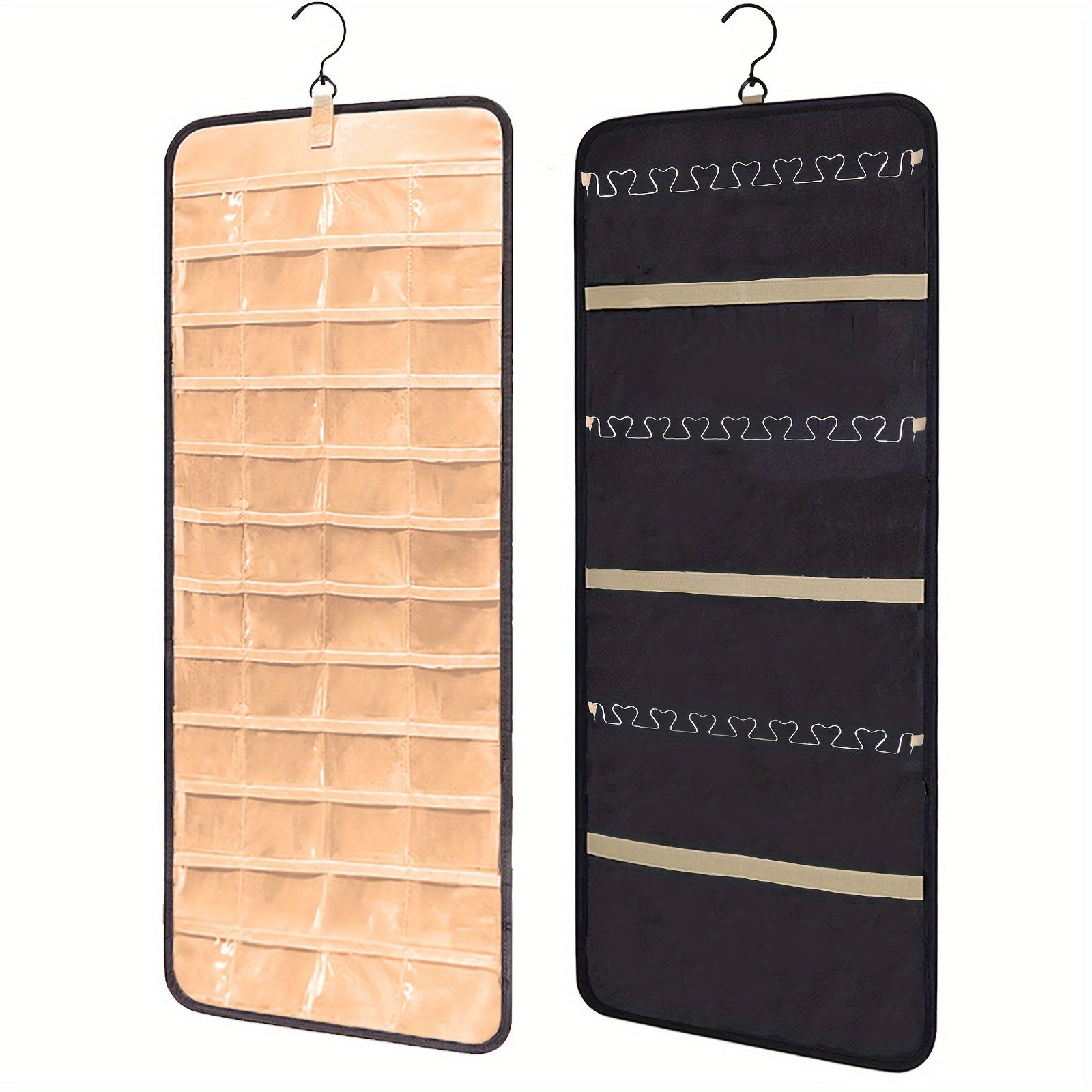 Zargarlik buyumlarini osib qo'yish uchun devorga o'rnatiladigan saqlash tashkilotchisi, uzuklar, marjonlar, marjonlar va sayohat uchun rulon bilan