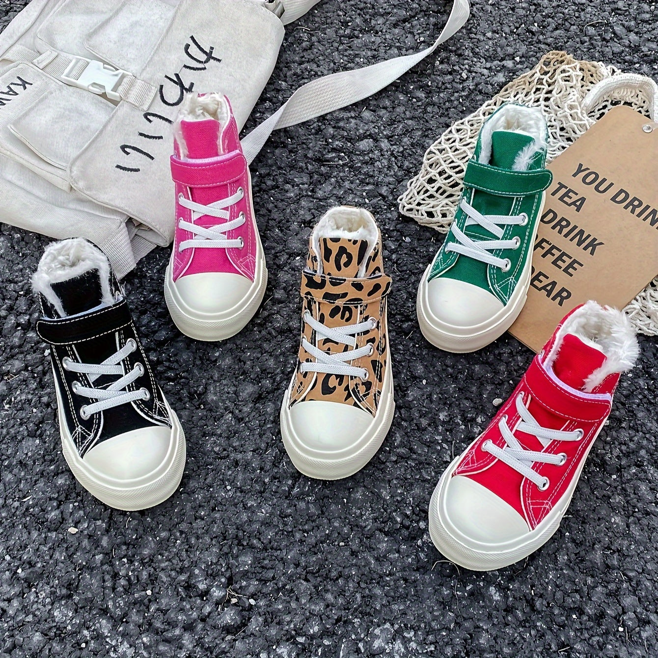 Kids Winter Canvas Sneakers for Boys and Girls High-Top Non-Slip Sole Plush Lining