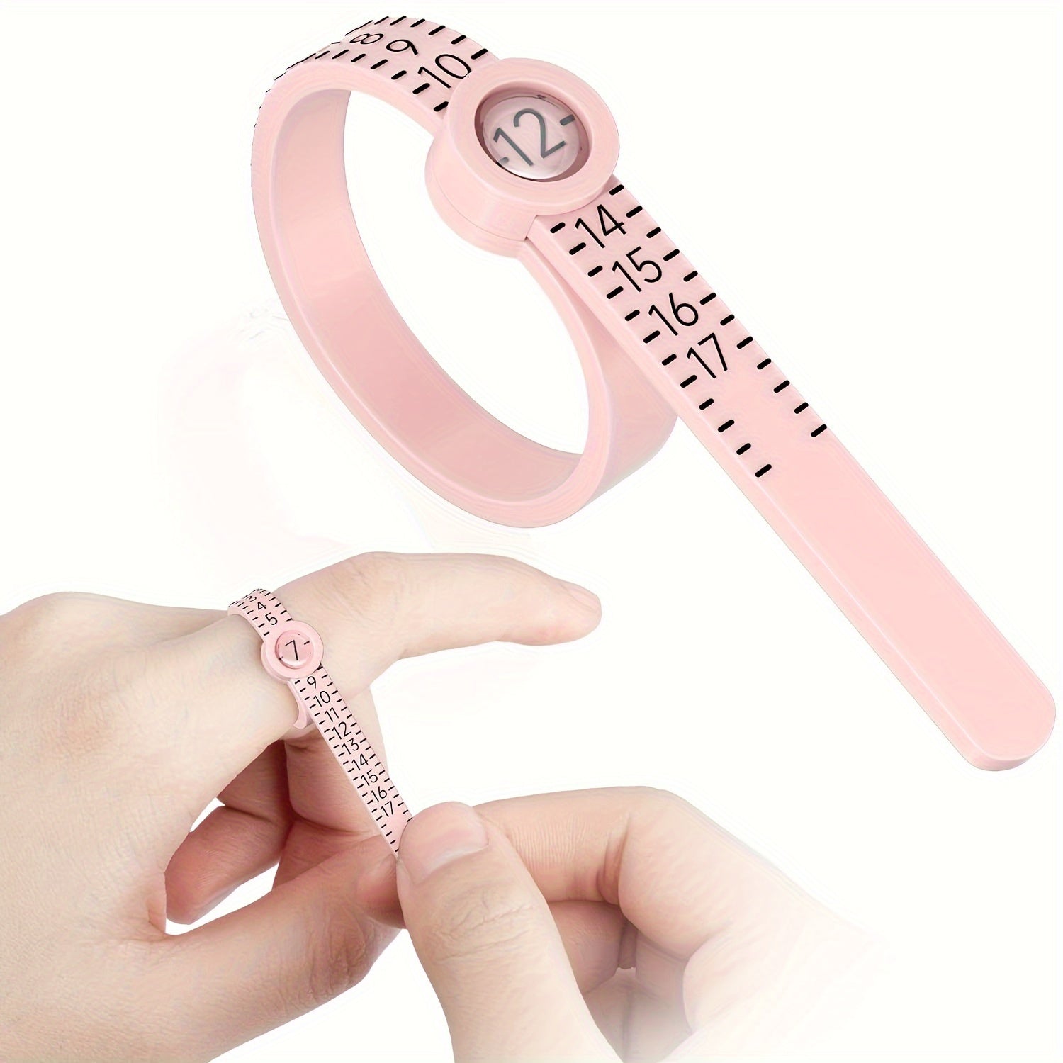 Pink Reusable Ring Sizer Tool for Measuring Finger Sizes 1-17 USA
