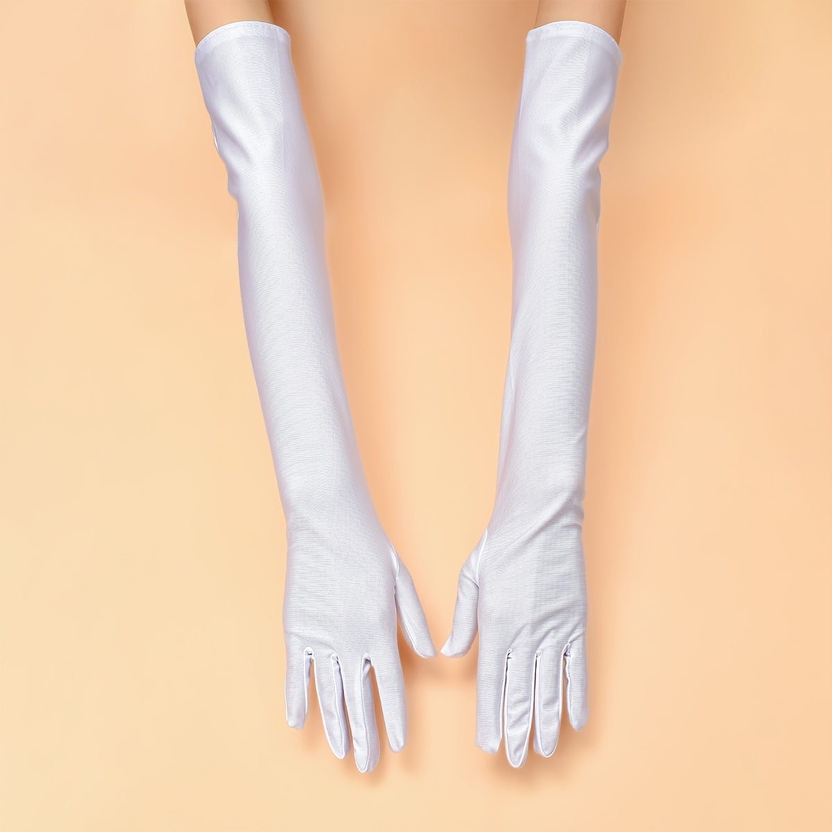 Black and White Elastic Long Gloves for Women Wedding Halloween Festival Party