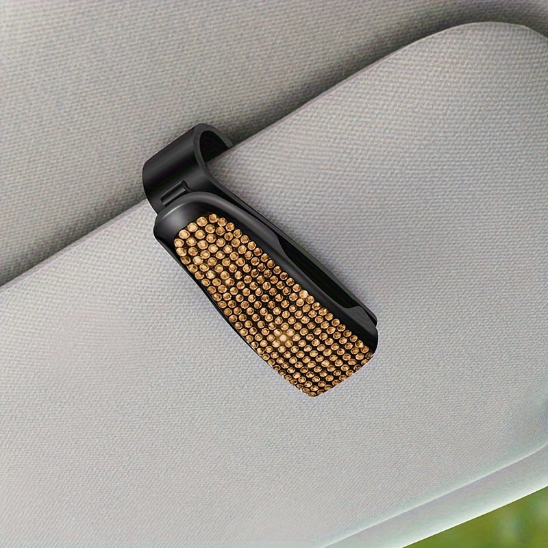Unisex Rhinestone Car Sun Visor Clip Multi-Functional Glasses Holder