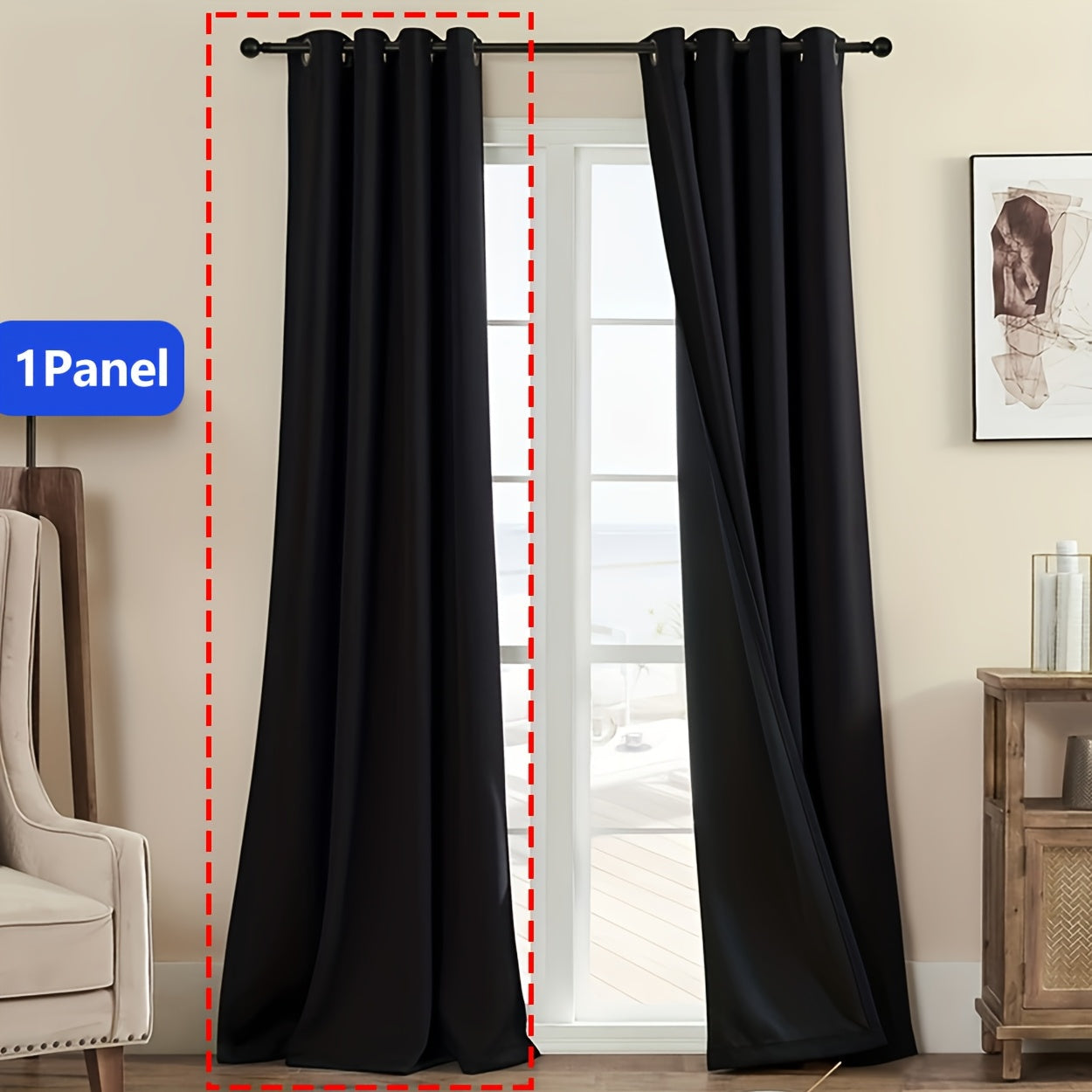Blackout Curtain Thick Grommet Top Energy-Efficient Light-Blocking Polyester for Living Room Bedroom Balcony