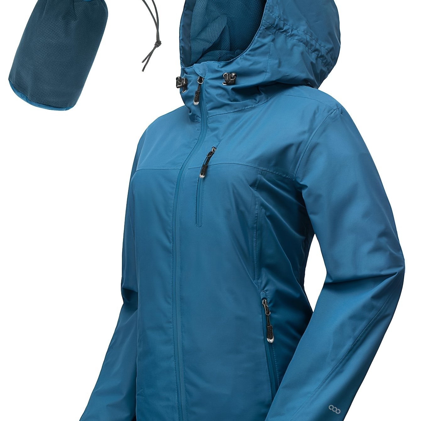 Women's Packable Lightweight Windbreaker Jacket with Hood and Inner Pocket