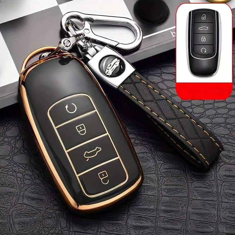 Remote Key Fob Cover TPU Protective Case with Keychain for Car Keys