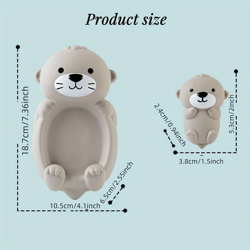 Kids Bath Toy Set with Floating Otter and Water Play Animals Gray