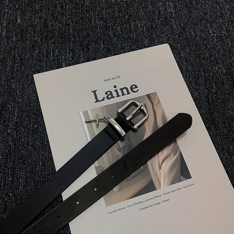 Черный готический металлический крест пряжка ремень из искусственной кожи для мужчин и женщин повседневные черные штаны