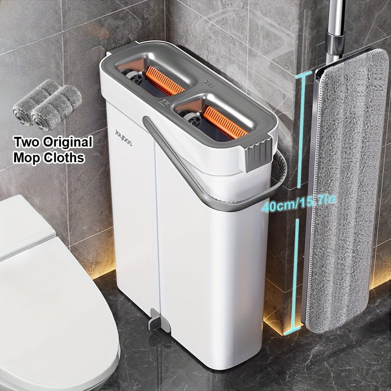 All-in-One Mop and Bucket System with Reusable Pads for Wet and Dry Cleaning