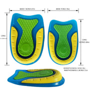 Unisex TPE Gel Shock-Absorbing Insoles U-Shaped Heel Cushions Half Size