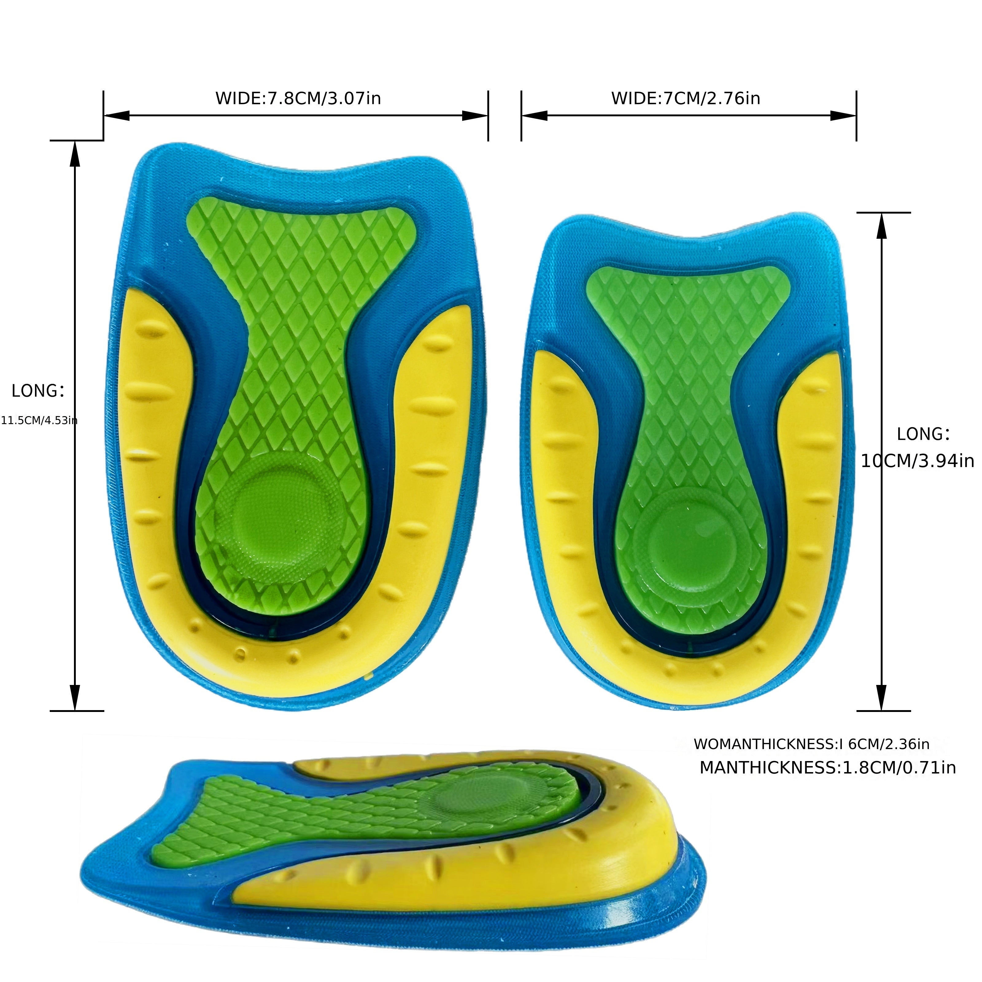 Unisex TPE Gel Shock-Absorbing Insoles U-Shaped Heel Cushions Half Size