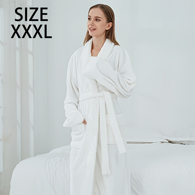 Unisex Flannel Bathrobe for Autumn Winter Cozy Nightwear Home
