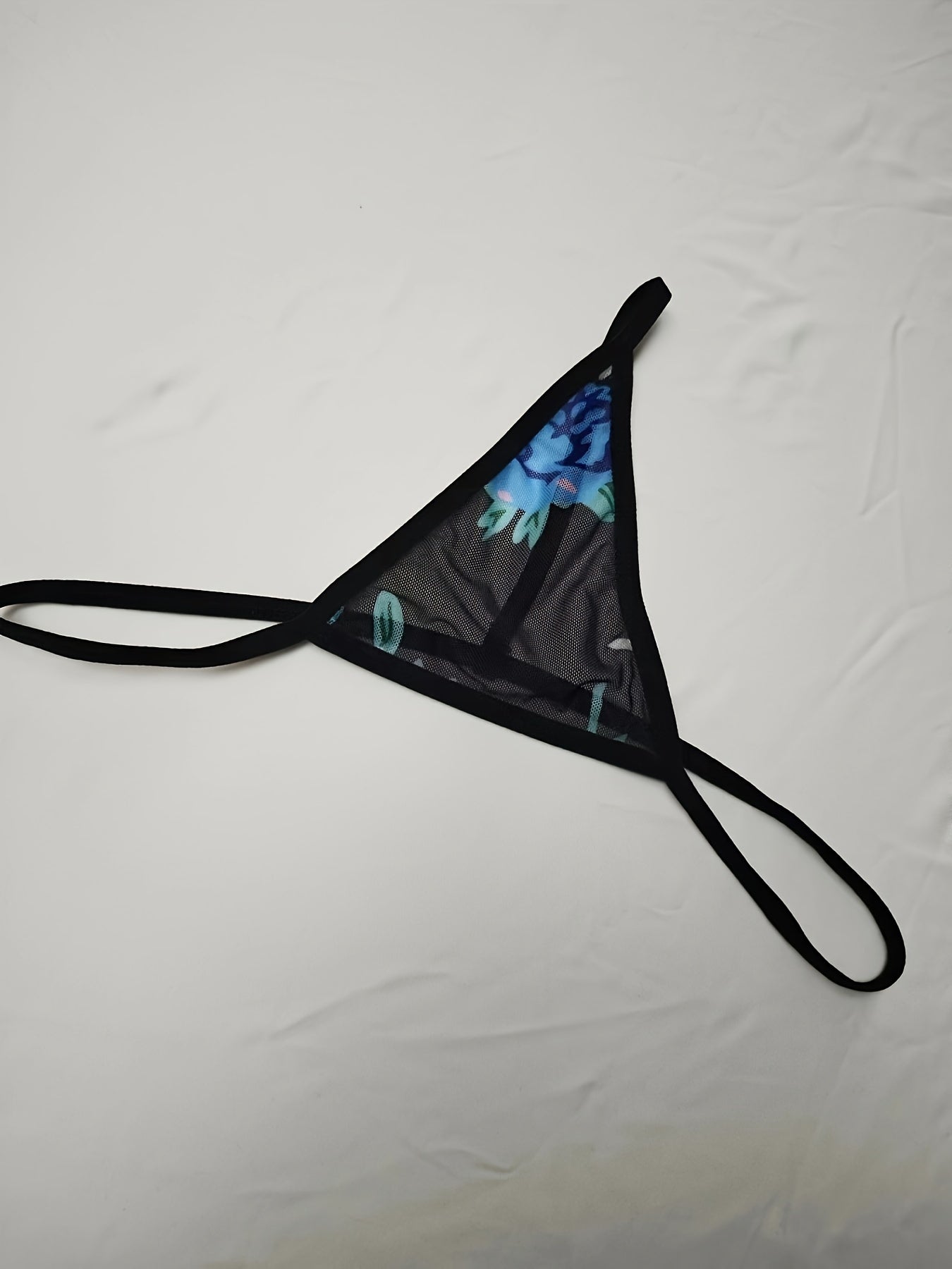 Women’s Mesh Print Pajamas and Robe Set with Thong