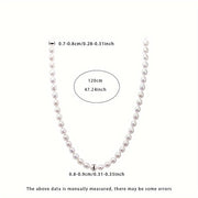 Women's Freshwater Pearl Necklace 8-9mm Rice-Shaped Natural Pearls 120cm Chain