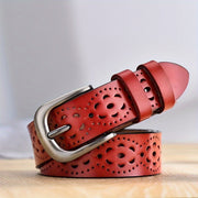 Women's Boho Floral Cutout Belt PU Leather Waistband for Jeans Pants