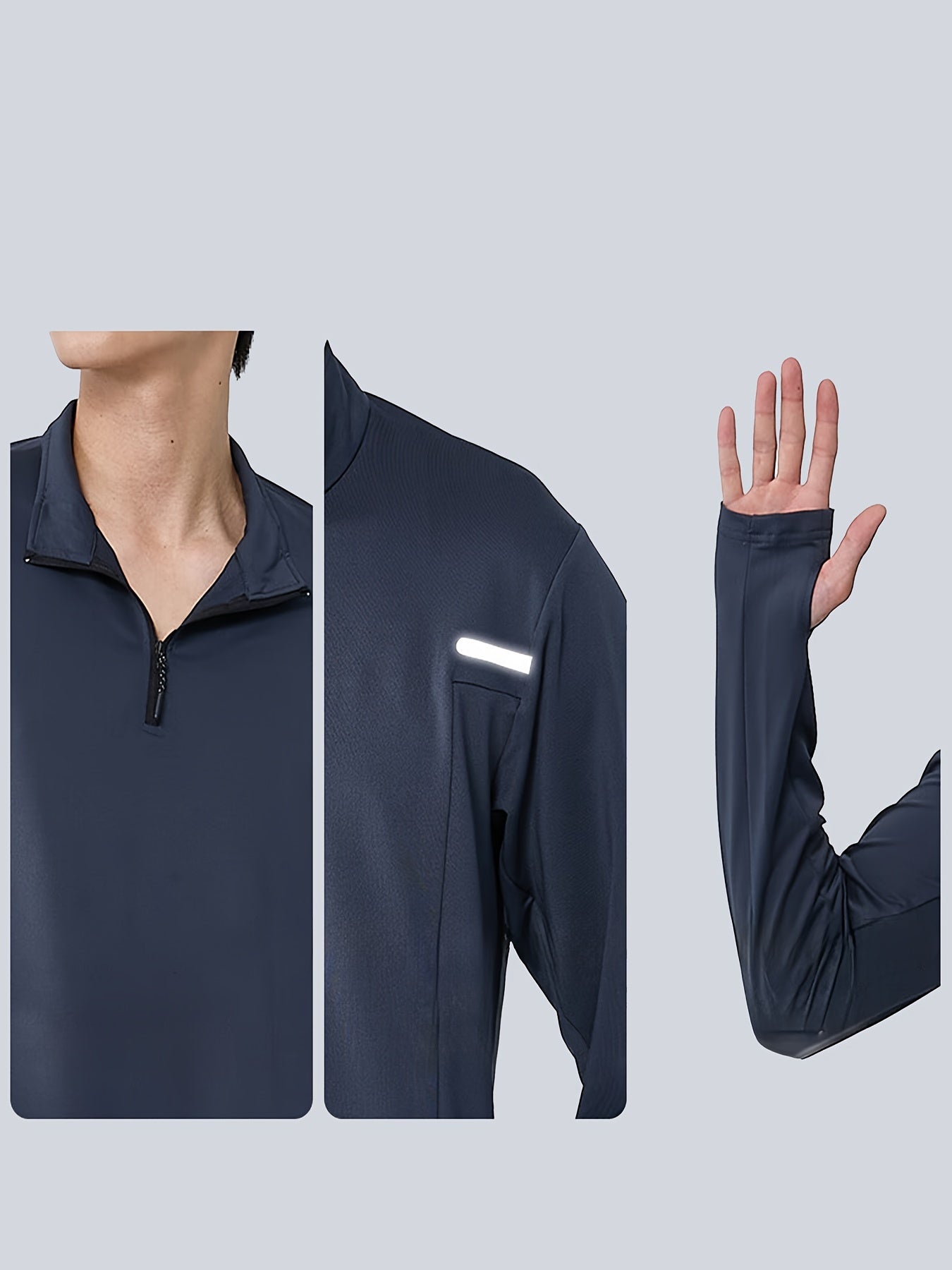 Men's Athletic Set Long Sleeve Zip-Up Jacket and Pants Breathable Moisture-Wicking Striped for Running Cycling Fitness