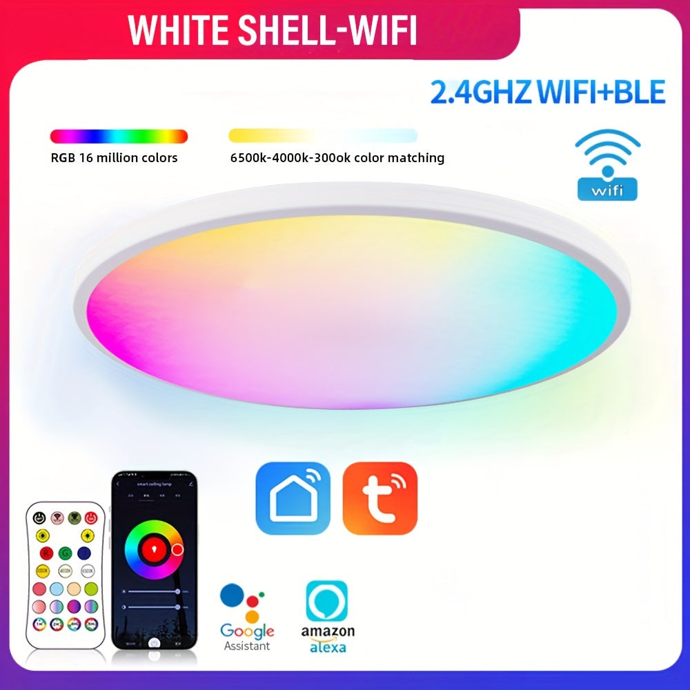 Dimmable Smart RGB LED Ceiling Light with App Remote Control Music Sync for Indoor Rooms