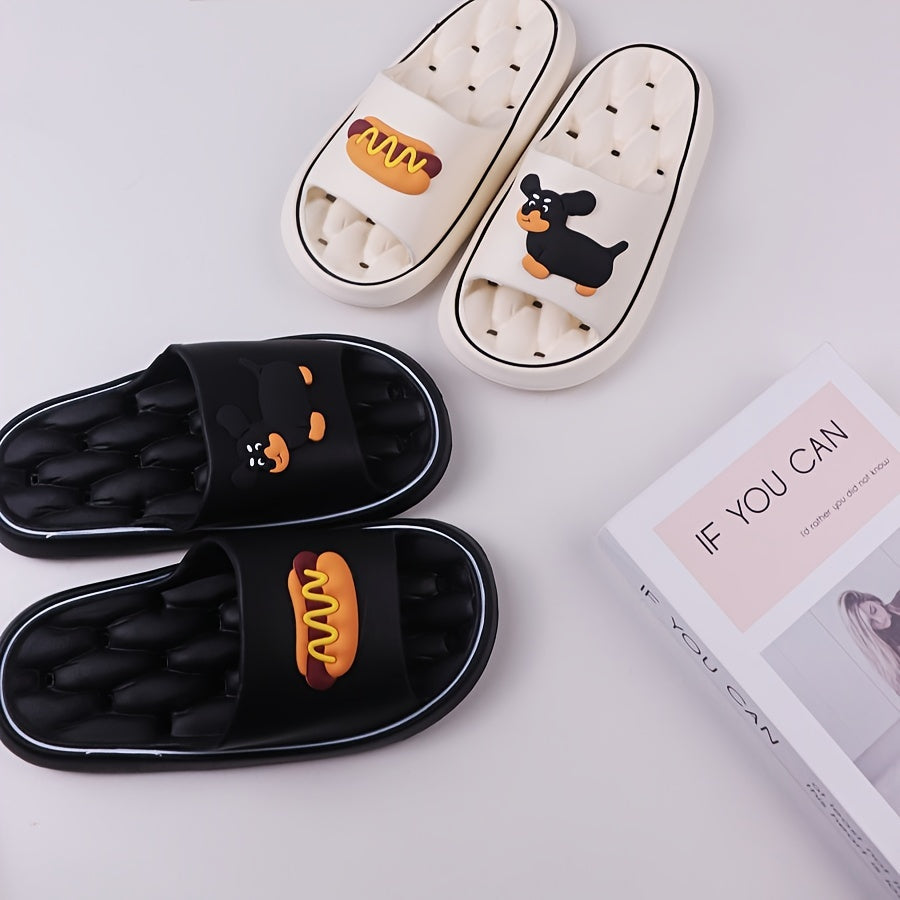 Women's EVA Slippers with Sausage Dog Print Anti-Slip Breathable Open Toe