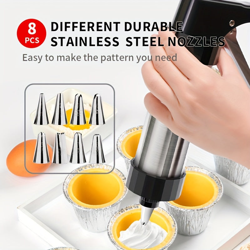 Stainless Steel Cookie Press Kit with 22 Pieces Including Cookie and Icing Tips