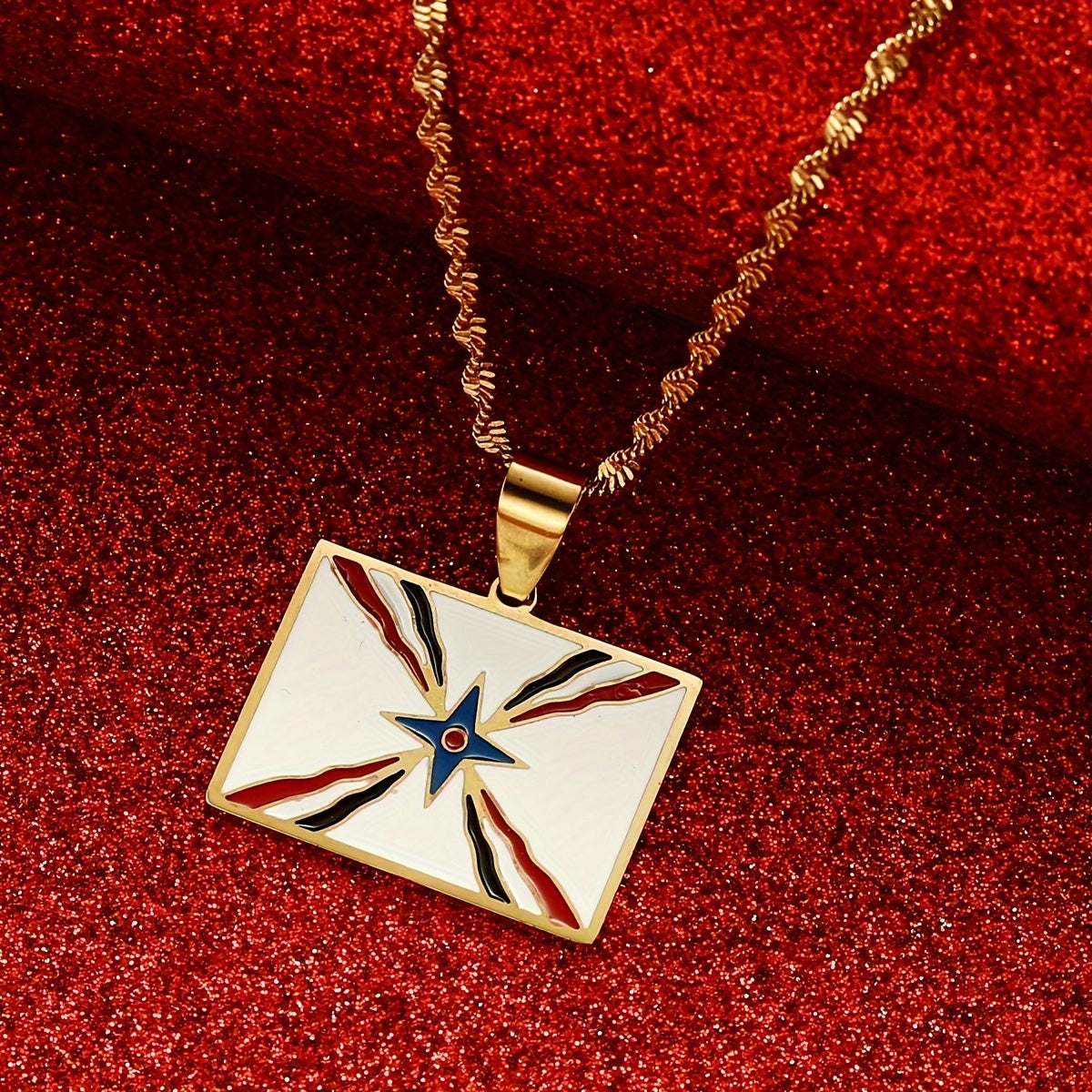 Collar de cadena con colgante Ashur de acero inoxidable, joyería unisex inspirada en Asiria