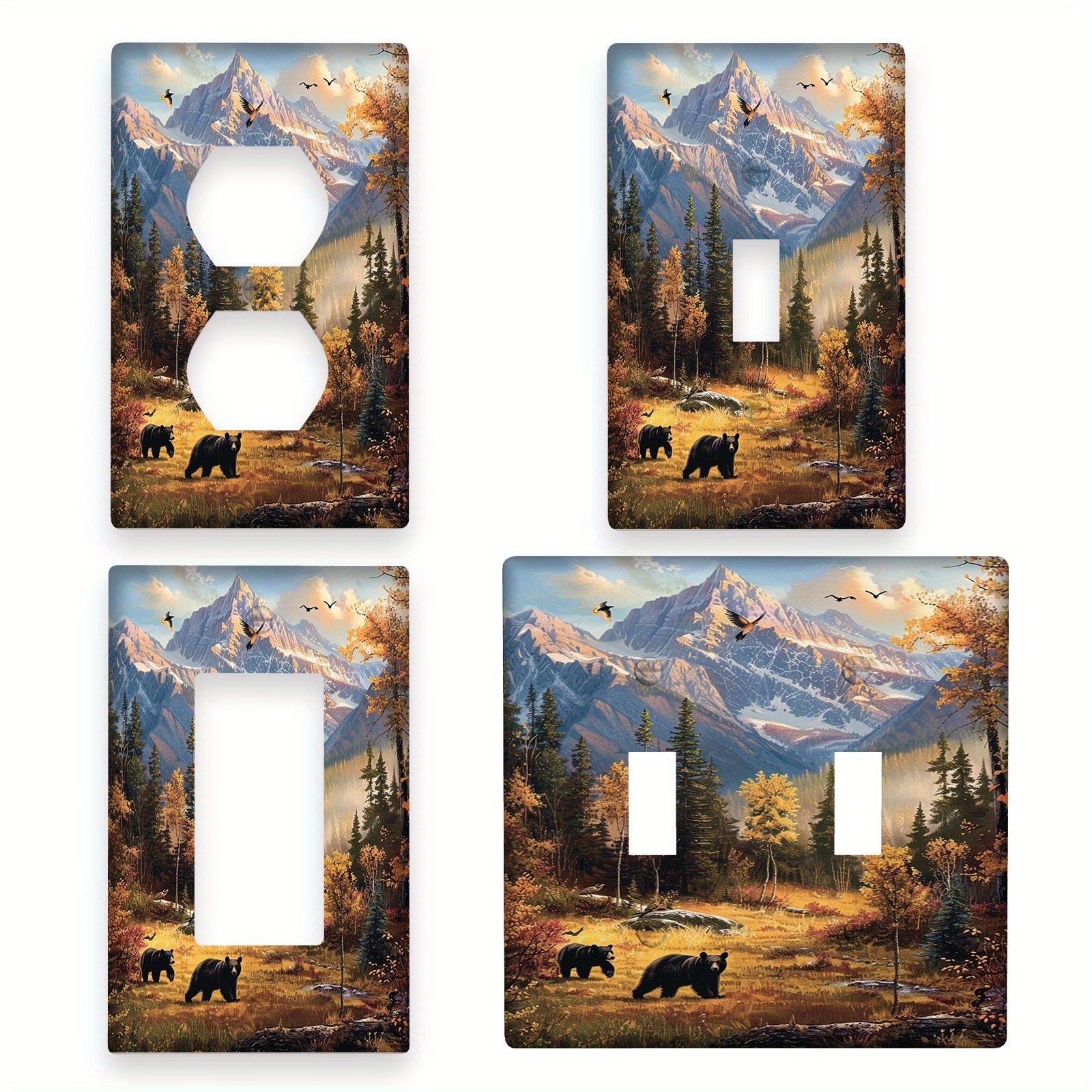 Forest Bears Themed Light Switch Cover and Outlet Cover Heat and Fade Resistant