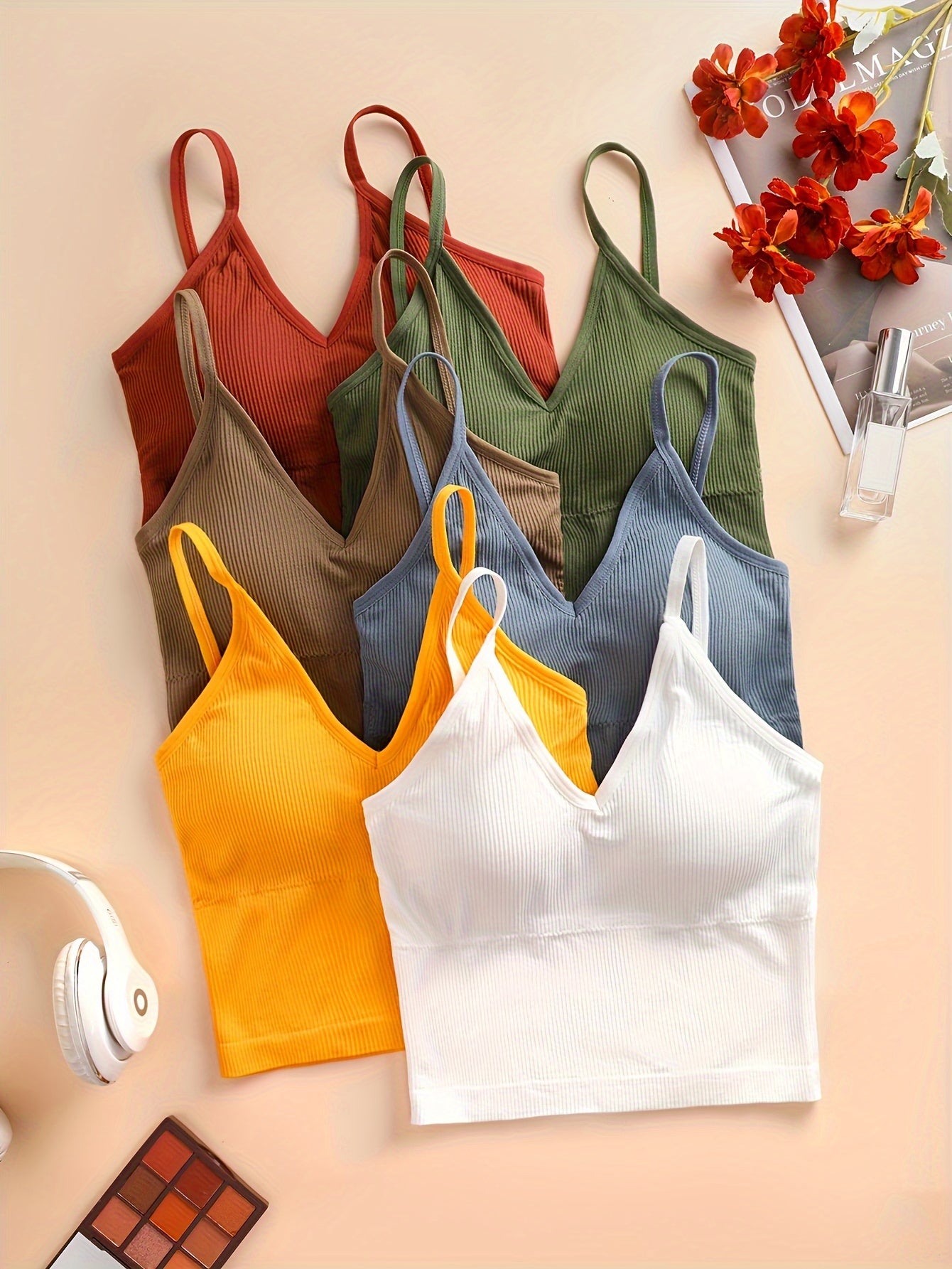 Women's Ribbed Tank Tops 6-Pack Assorted Colors Sleeveless Crop Tops Casual Stretchy