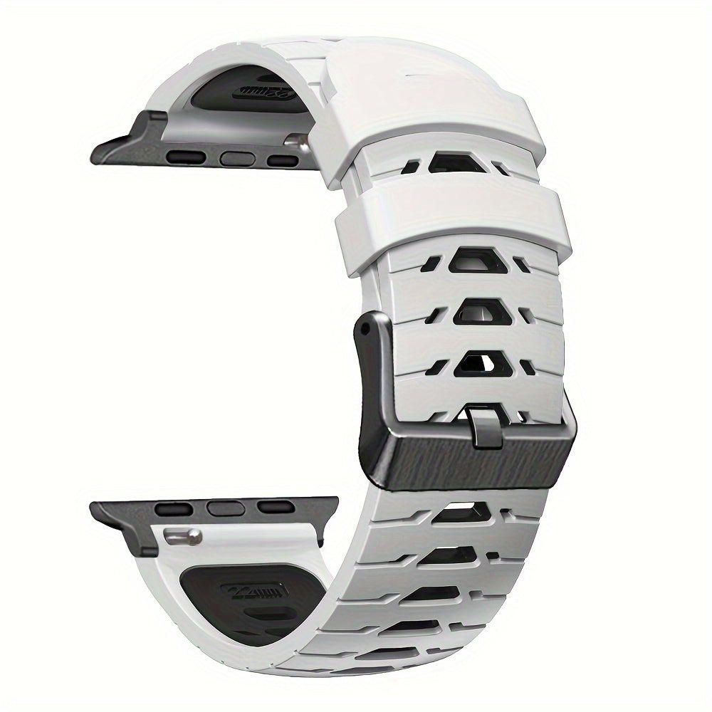 Силиконовый ремешок для Apple Watch с дышащим дизайном - застежка с кнопочным механизмом, без батареи