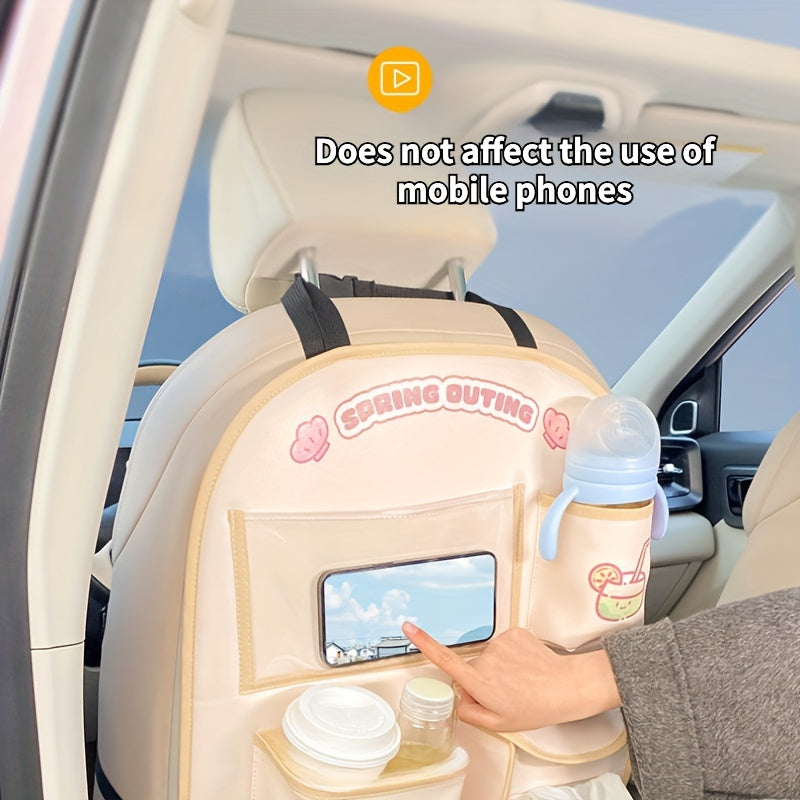 Organizador de asiento de coche multifuncional con diseño de dibujos animados para accesorios de viaje