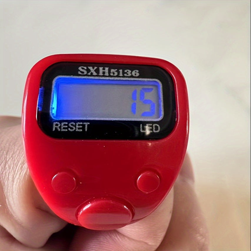 LED Electronic Counter with Tasbih Prayer Beads Digital Counter for Knitting and Counting Blue LCD Display