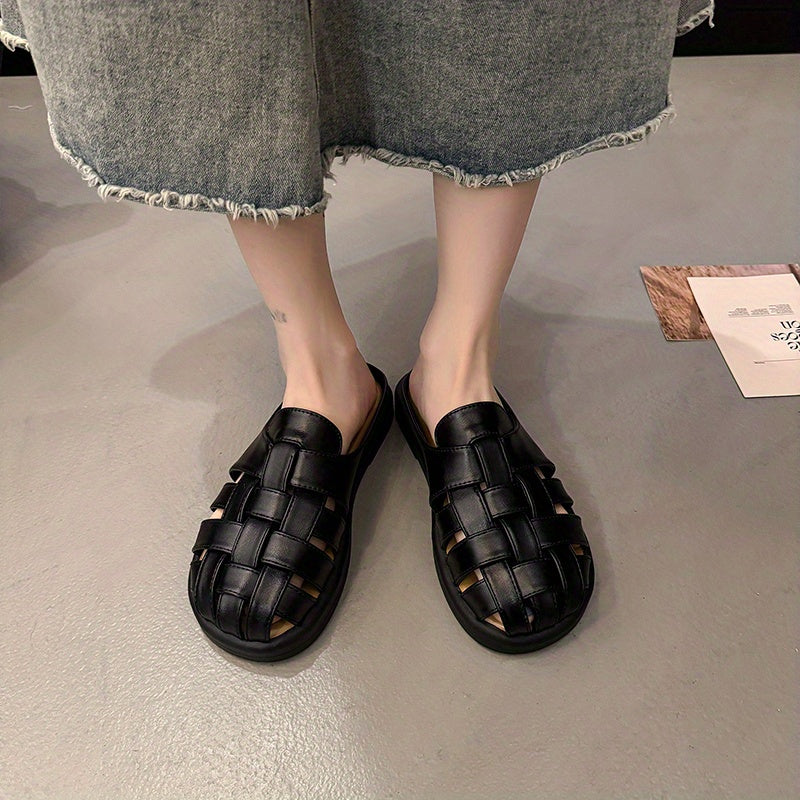 Women's Casual Clogs Black and Yellow Strappy Summer Flat Shoes