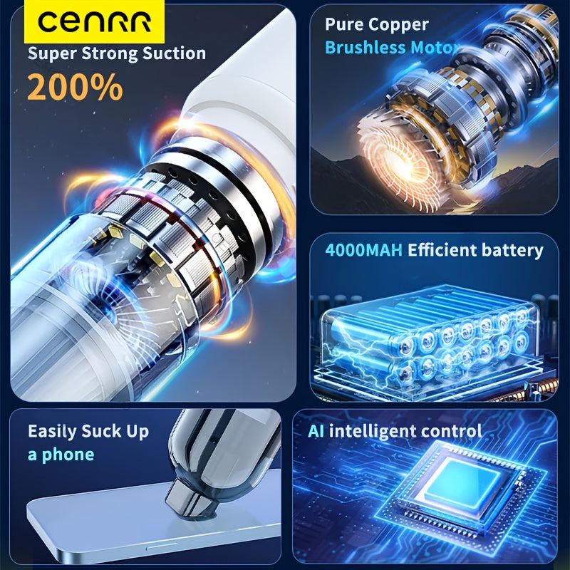 12000PA Handheld Car Vacuum Cleaner 80W Brushless Motor Wireless Portable Dust Suction