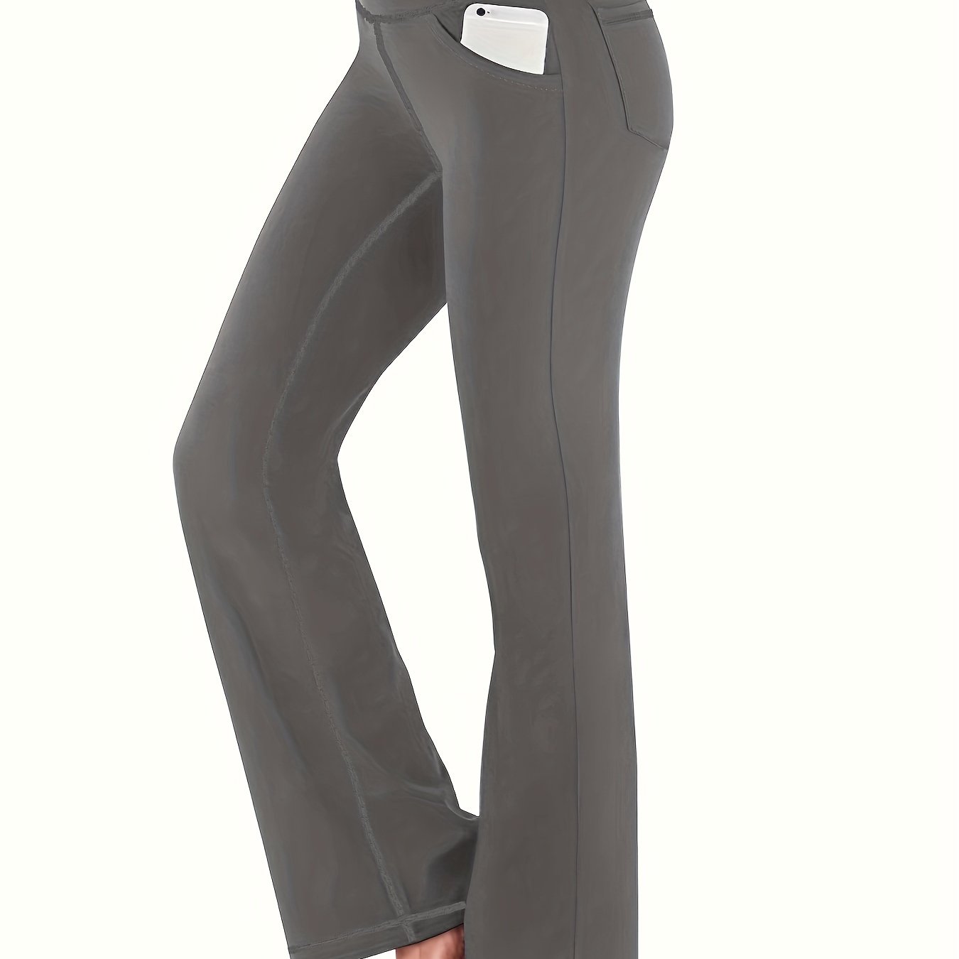 Women's High-Waisted Yoga Pants Flared Leggings with Pockets, Quick-Dry Stretch Fabric