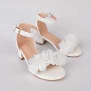 Girls Summer Open-Toe High-Heeled Sandals for Flower Girls Weddings Parties Toddler and Children