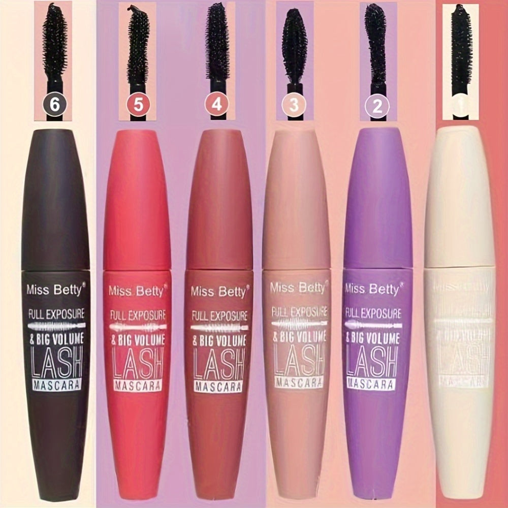 6-Pack Waterproof Long-Lasting Mascara for Big Volume and Natural Look Black Smudge-Proof Thickening Plant-Based Squalane