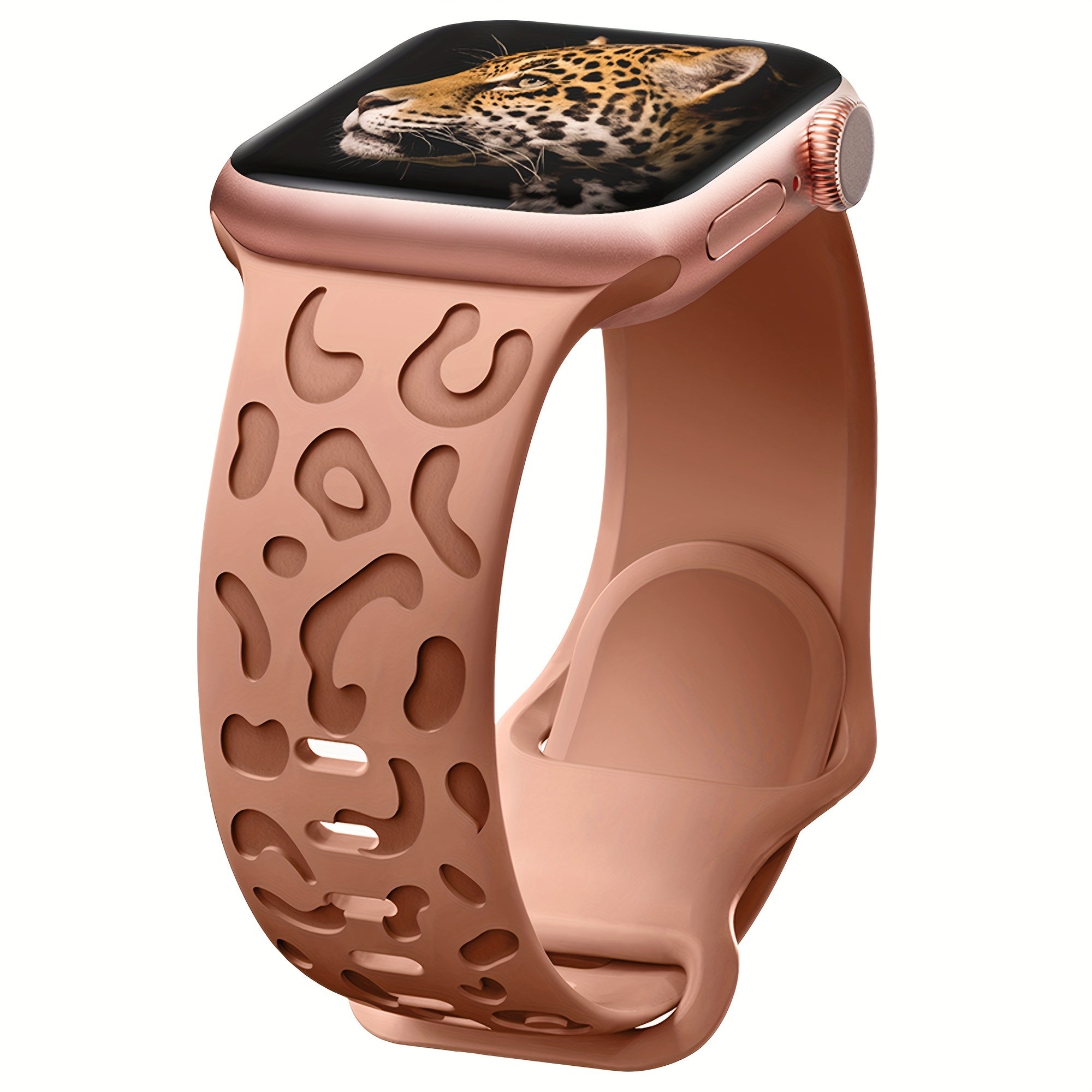 Waterproof Silicone Watch Band for IWatch Series 8 7 6 5 4 3 2 SE Leopard Engraved