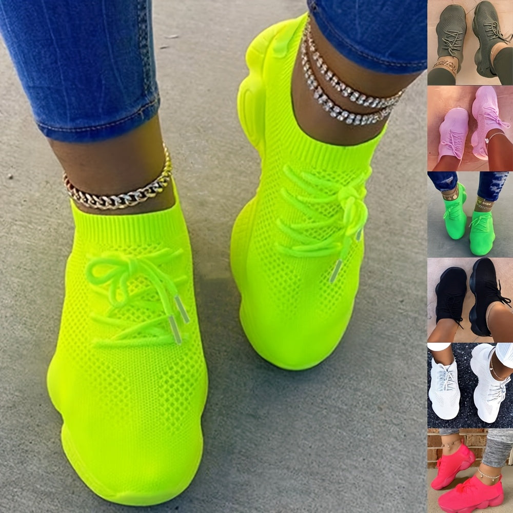 Plus Size White Casual Sneakers Women Mesh Lightweight Running Shoes