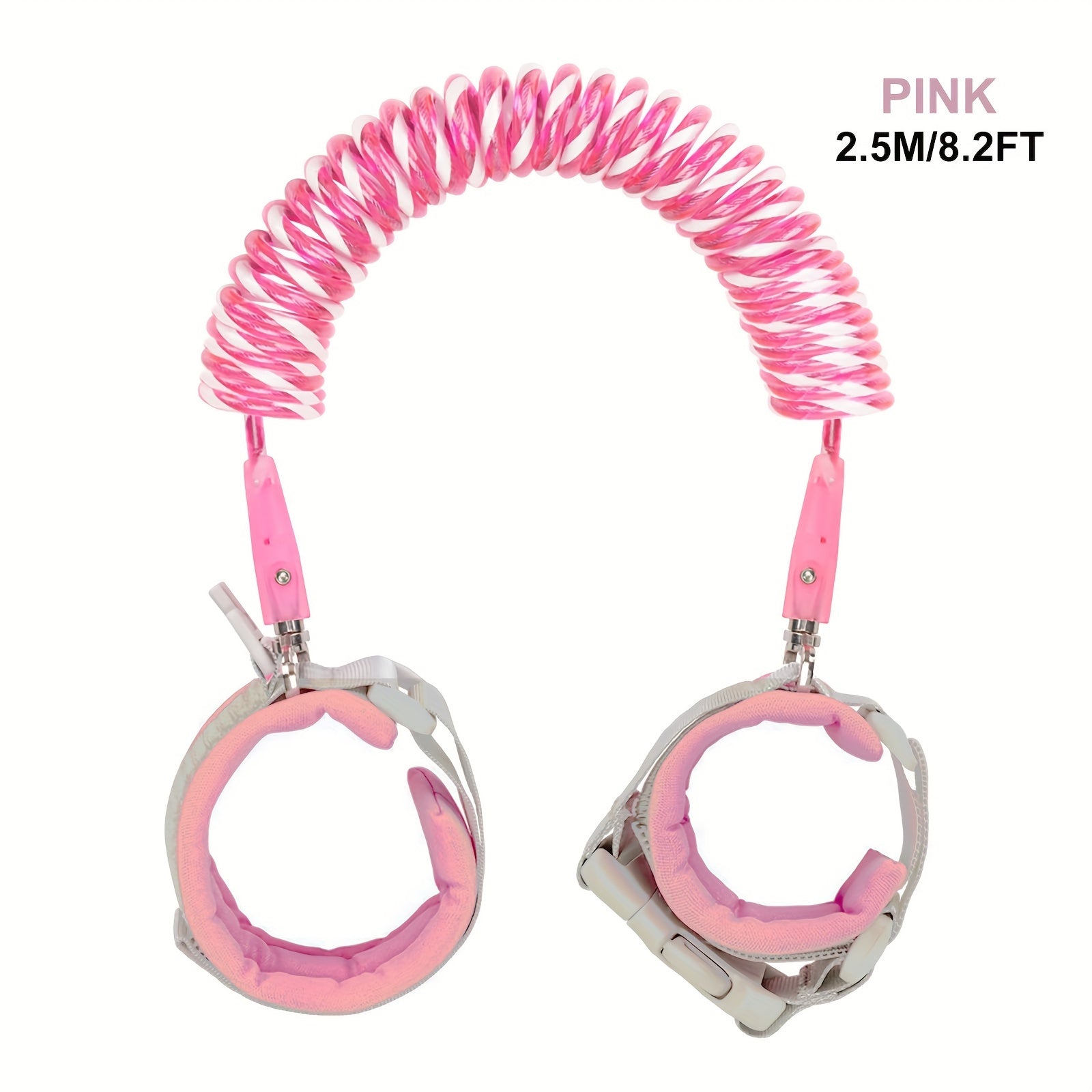 Kids Safety Wristband Reflective Anti-Lost Wrist Link with Key Lock and Whistle Pink