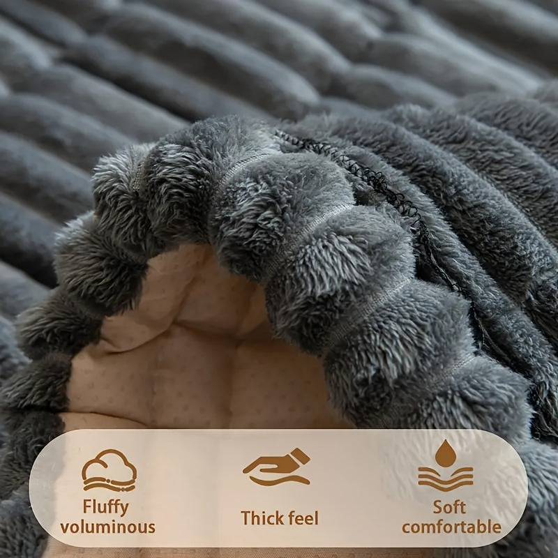 Boho Style Quilted Short Plush Sofa Cover with Ruffle Design Non-Slip Pet Friendly Machine Washable