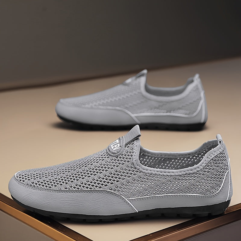 Men's Beige Slip-On Sneakers with EVA Insole and Flexible Sole