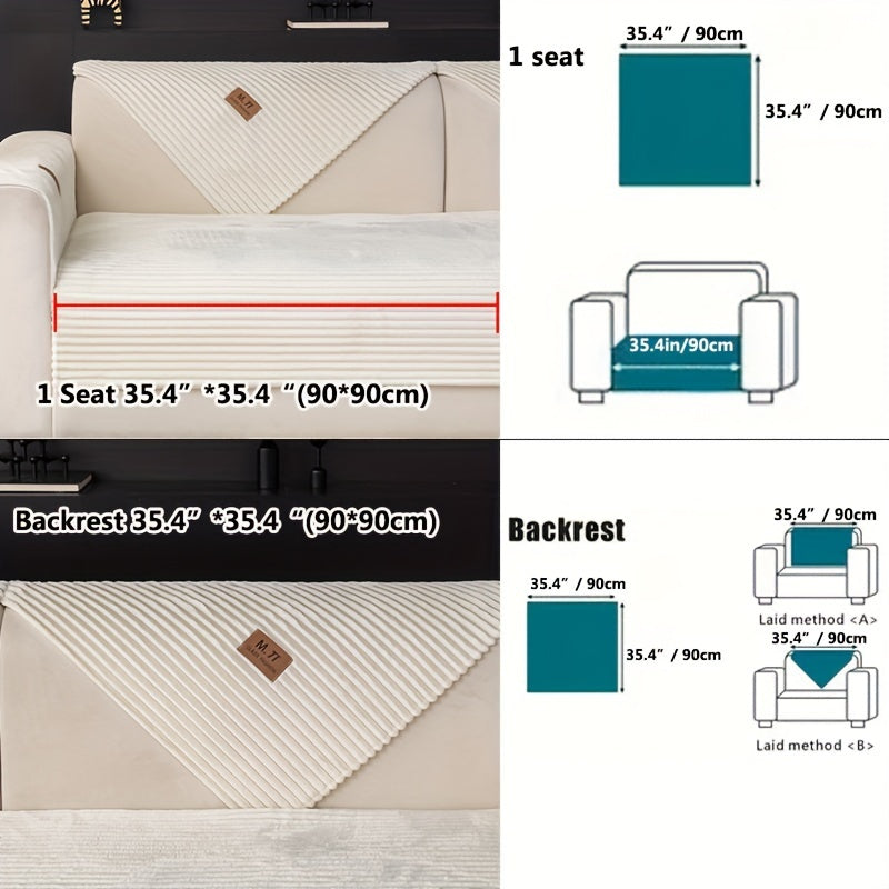 Плюшевый чехол на диван, толстый, теплый, зимний, противоскользящий, современный, дружелюбный к питомцам, для гостиной, спальни, офиса