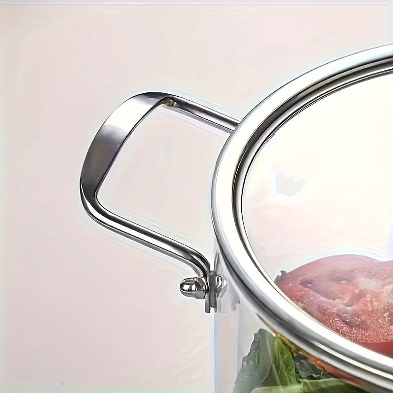 Olla de sopa de vidrio de borosilicato con mangos de acero inoxidable 2.5L-5.5L con set de esponja y paño