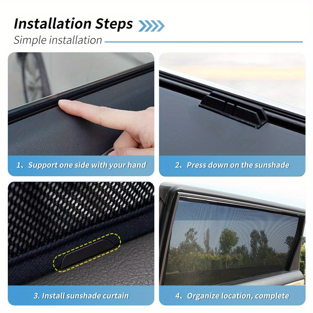 Car Sunshade Foldable Front and Rear Window UV Protection Black