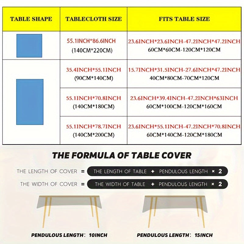 Rectangular Waterproof Outdoor Tablecloth for Backyard BBQs and Picnics