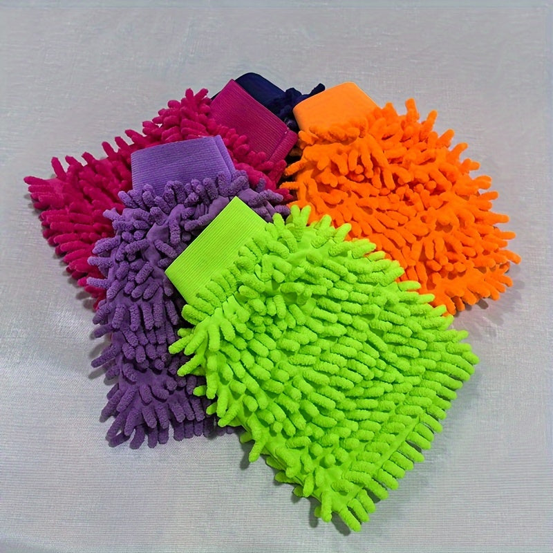 2-Pack Microfiber Car Wash Mitts Double-Sided Soft Cleaning Gloves