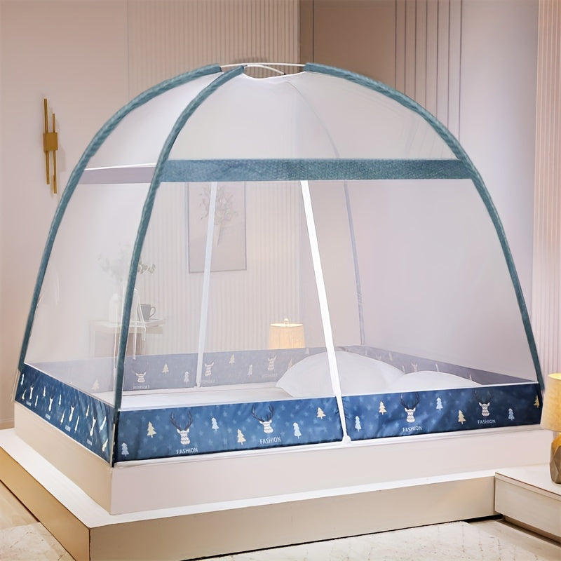 Pop-Up Mongolian Yurt Mosquito Net for Bed Protection, 360° All-Round, Easy Setup