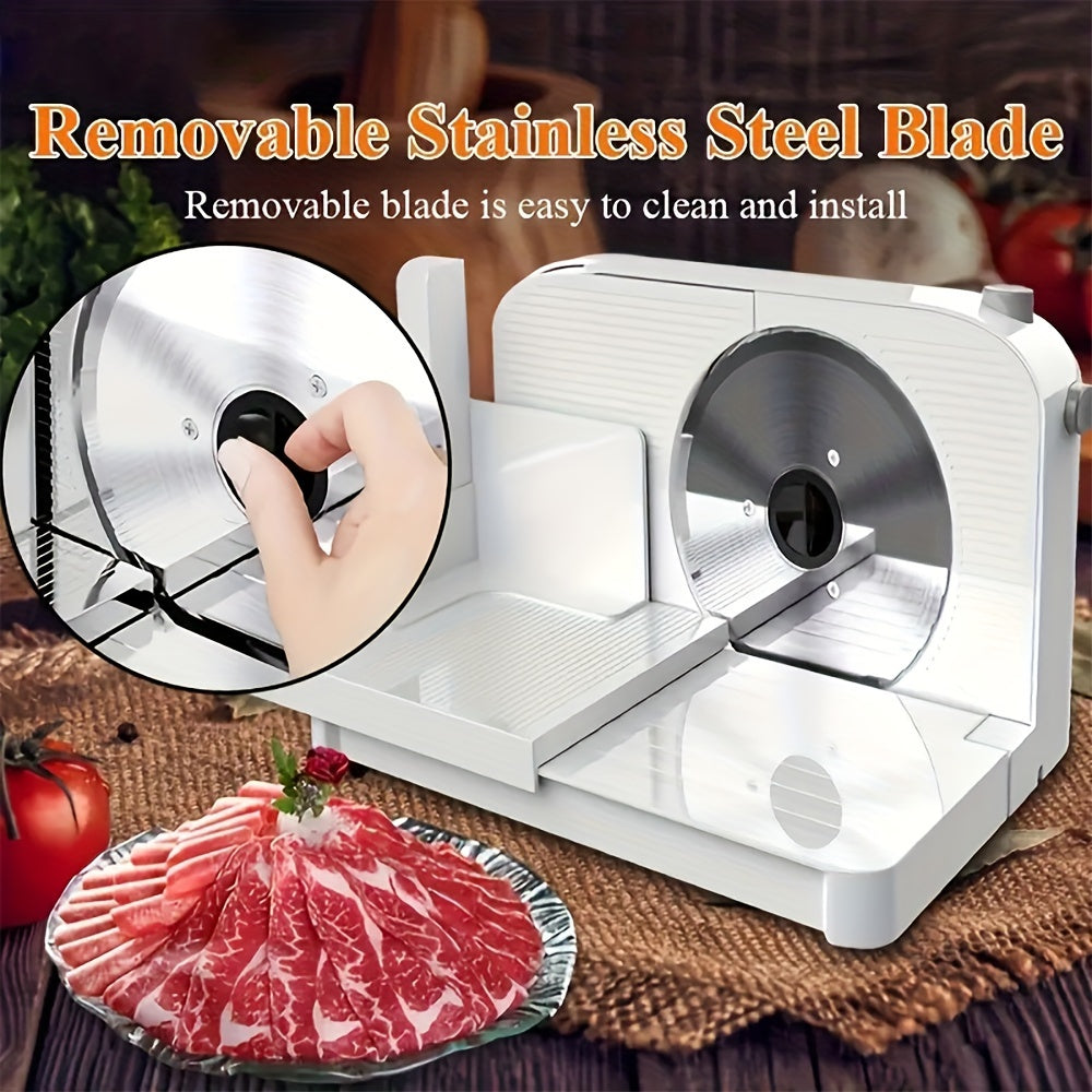 Portable electric meat and bread slicer foldable stainless steel design for easy storage EU plug included